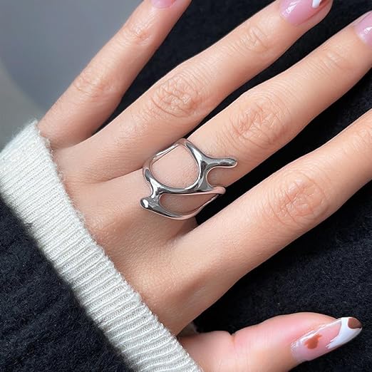 Elegant Punk Geometric Open Irregular Ring