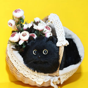 Black Fur Cat Crossbody Bag