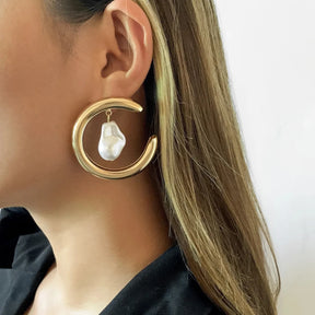 Trendy Big Open Round Drop Earrings For Women