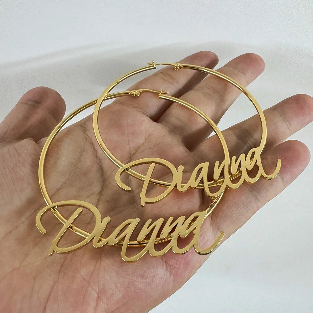 Custom Name Hoop Earrings