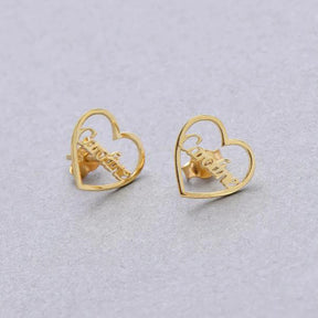 Custom Name Initial Classic Heart Shaped Earrings